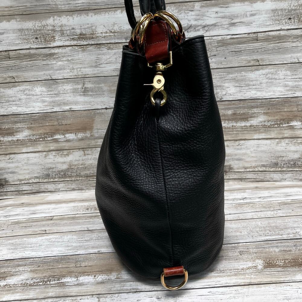 VTG Leather Bucket Purse Pattie Jarrell Black Convertible Sling Western 90s Boho - Picture 13 of 15
